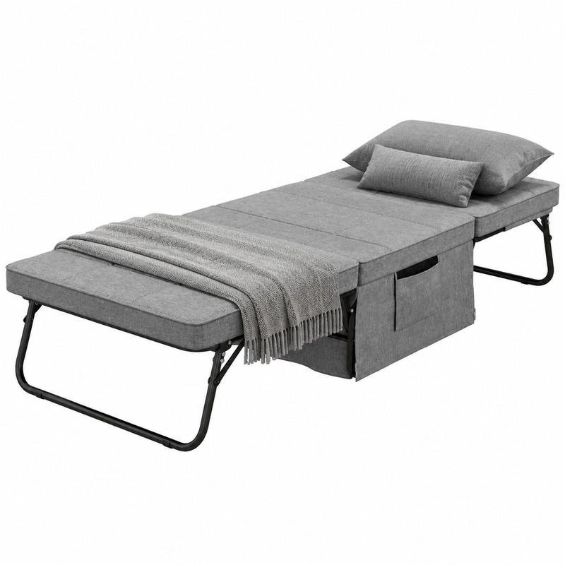 KLAPPBETT 4-in-1 mit verstellbarer Rückenlehne 188 x 75 cm Stahl Grau - Grau, Metall (75/188cm) - Beauniv