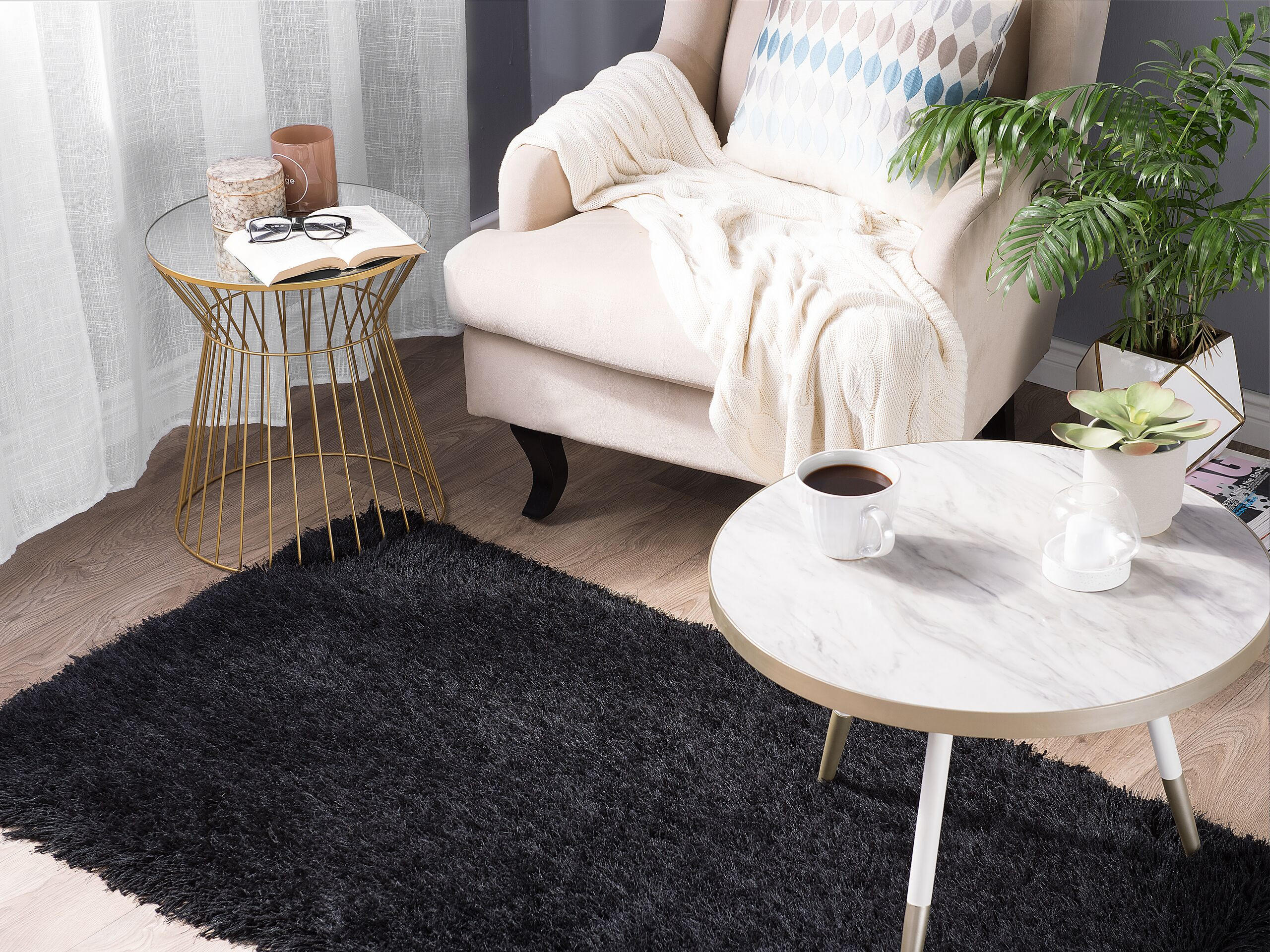 SHAGGY-TEPPICH Cide 150/80 cm - Schwarz, Kunststoff (80/150cm) - Beliani