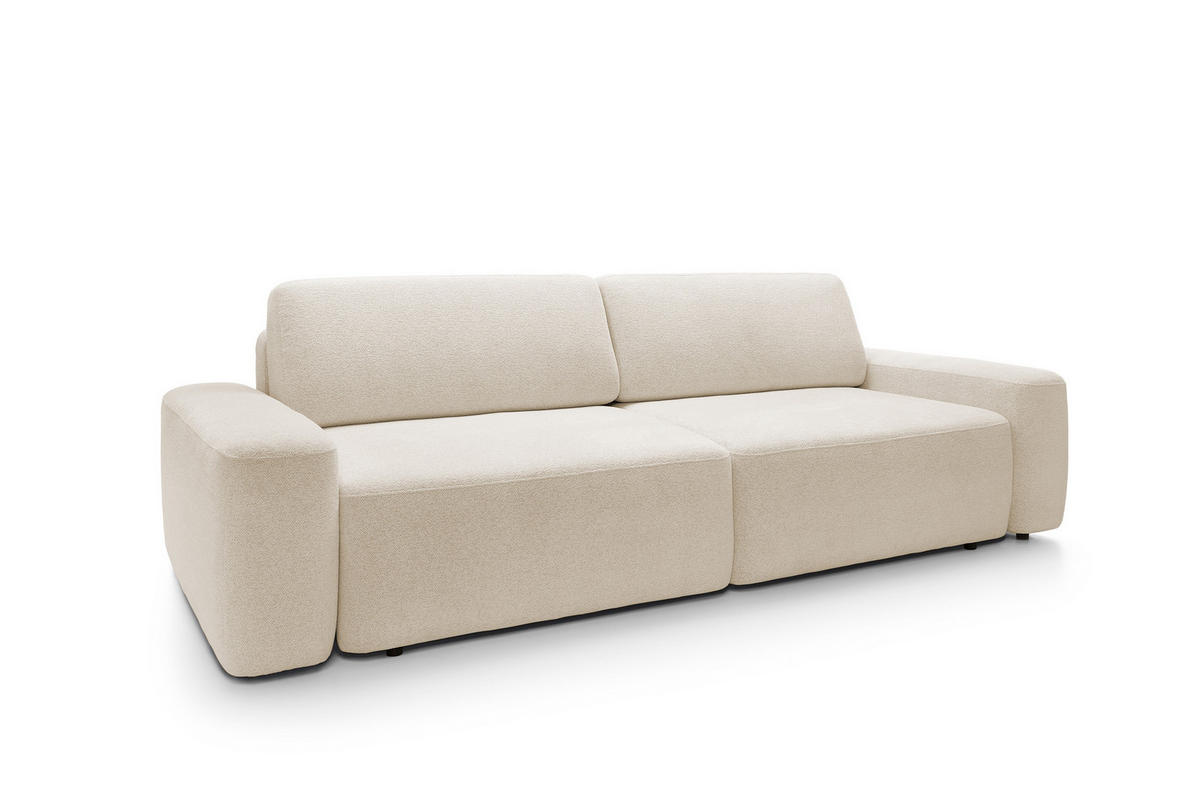 SOFA 4-Sitzer freistehend, Bettzeugcontainer, Polsterung aus PUR-Schaum, Stoff Raven, Schlaffunktion: 120x200 cm, Größe: 257x82x105 cm, Sand - Sandfarben, Holz/Textil (257/82/105cm) - DomoHome