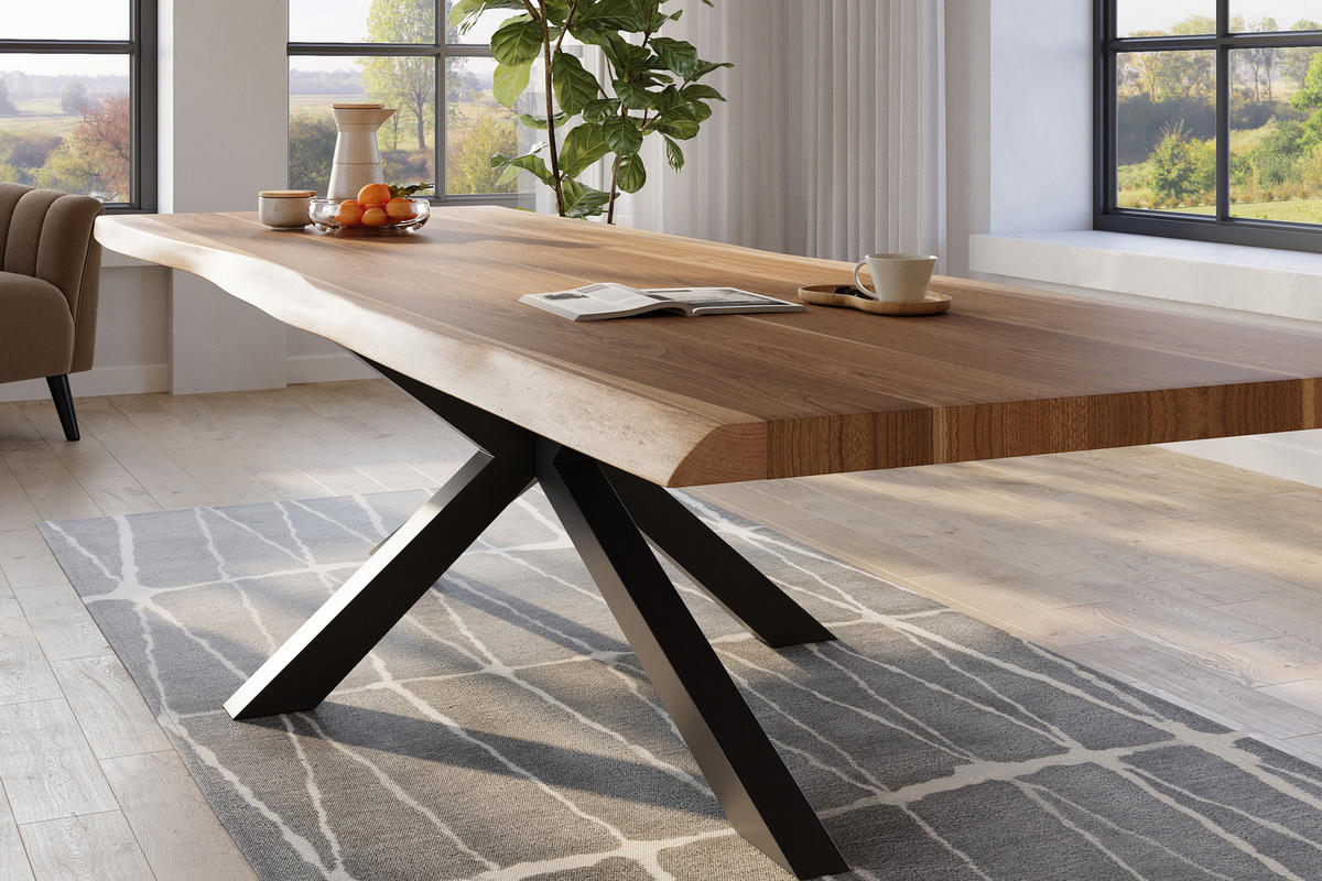ESSTISCH TITAN - Beige/Schwarz, Holz (120/350/79cm) - SAM