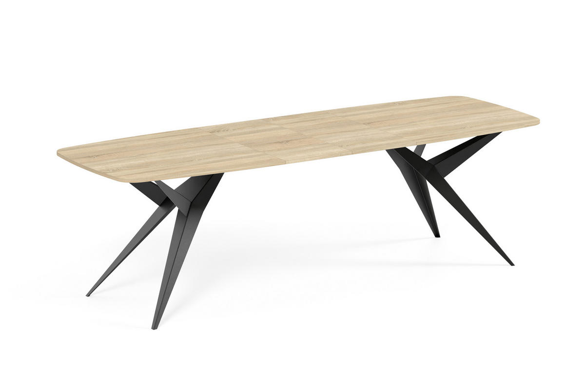 ESSTISCH AXIS - Schwarz/Sonoma Eiche, Holzwerkstoff/Metall (90/180/76cm) - Meblini