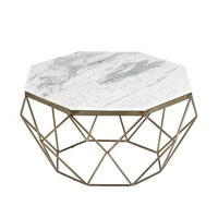 COUCHTISCH DIAMOND Marmor rechteckig Weiß 70cm - Goldfarben/Weiß, Stein/Metall (70/70/38cm) - riess-ambiente