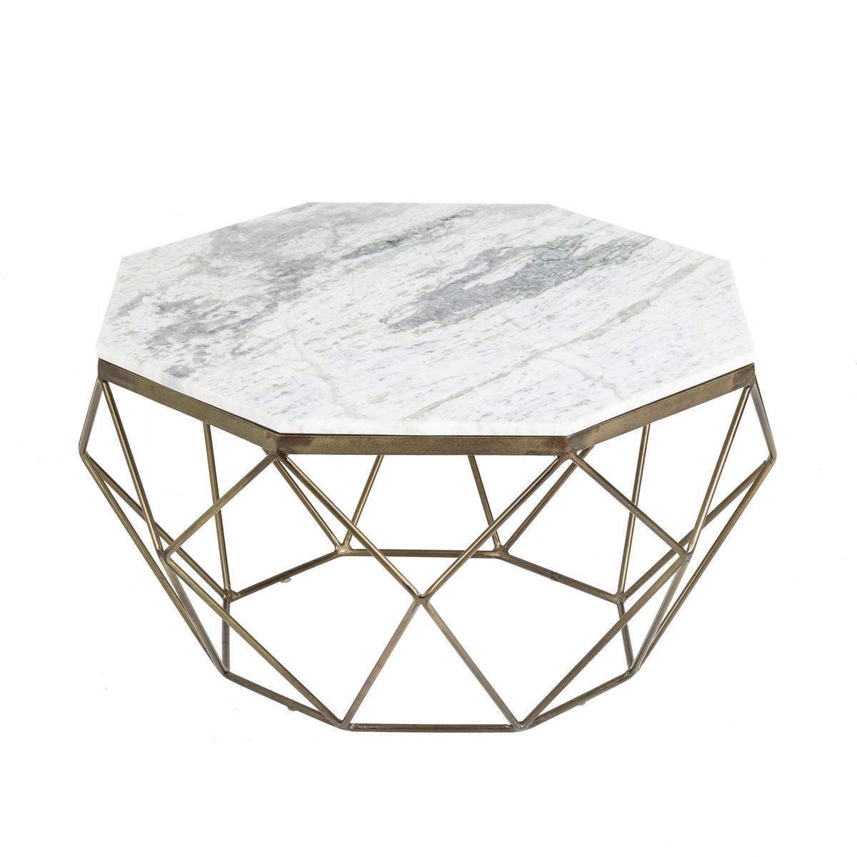 COUCHTISCH DIAMOND Marmor rechteckig Weiß 70cm - Goldfarben/Weiß, Stein/Metall (70/70/38cm) - riess-ambiente