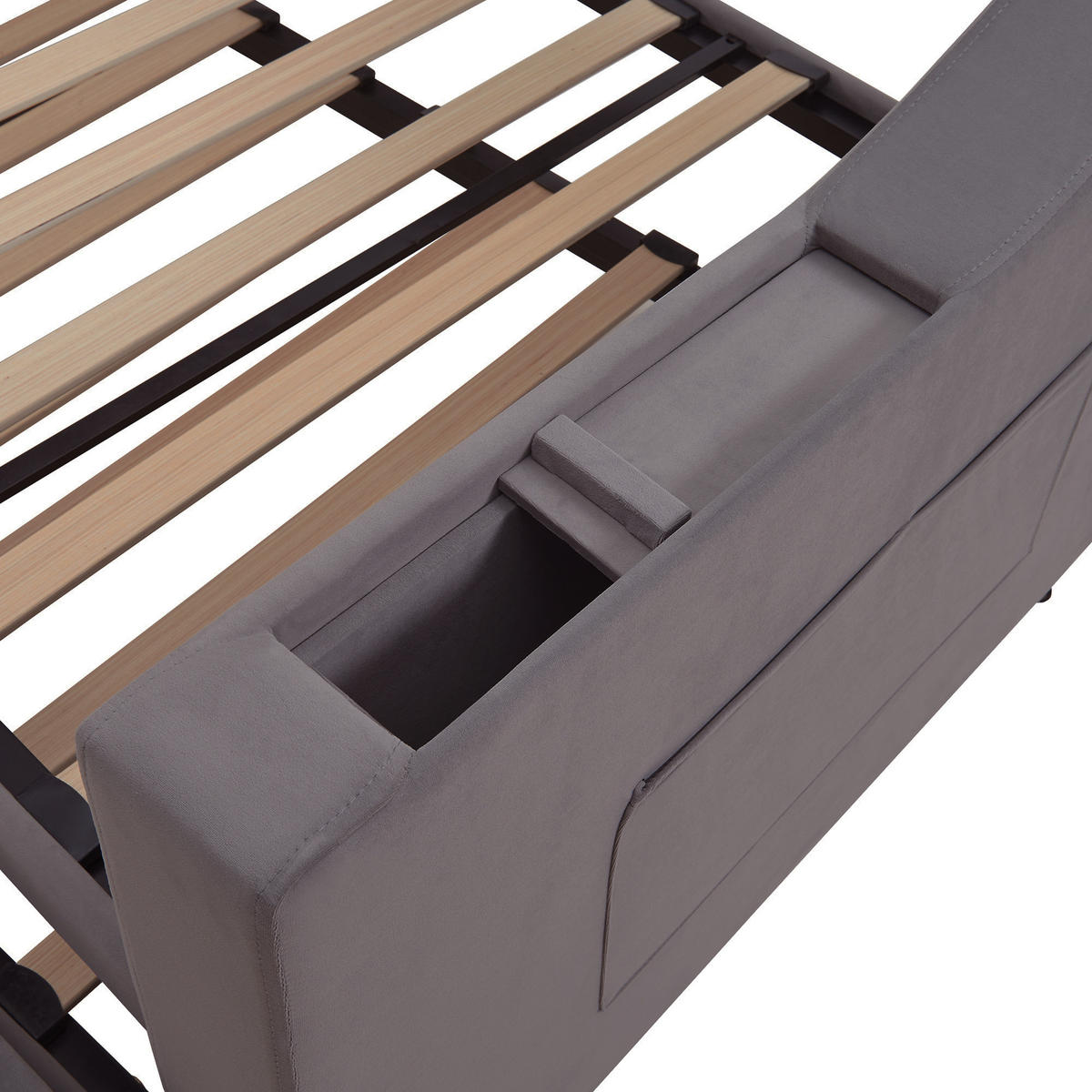 AUSZIEHBETT 90/180/190 cm DE-01976, in Dunkelgrau, mit USB und Stauraum - Dunkelgrau, Metall (90/190cm) - ComfortXL