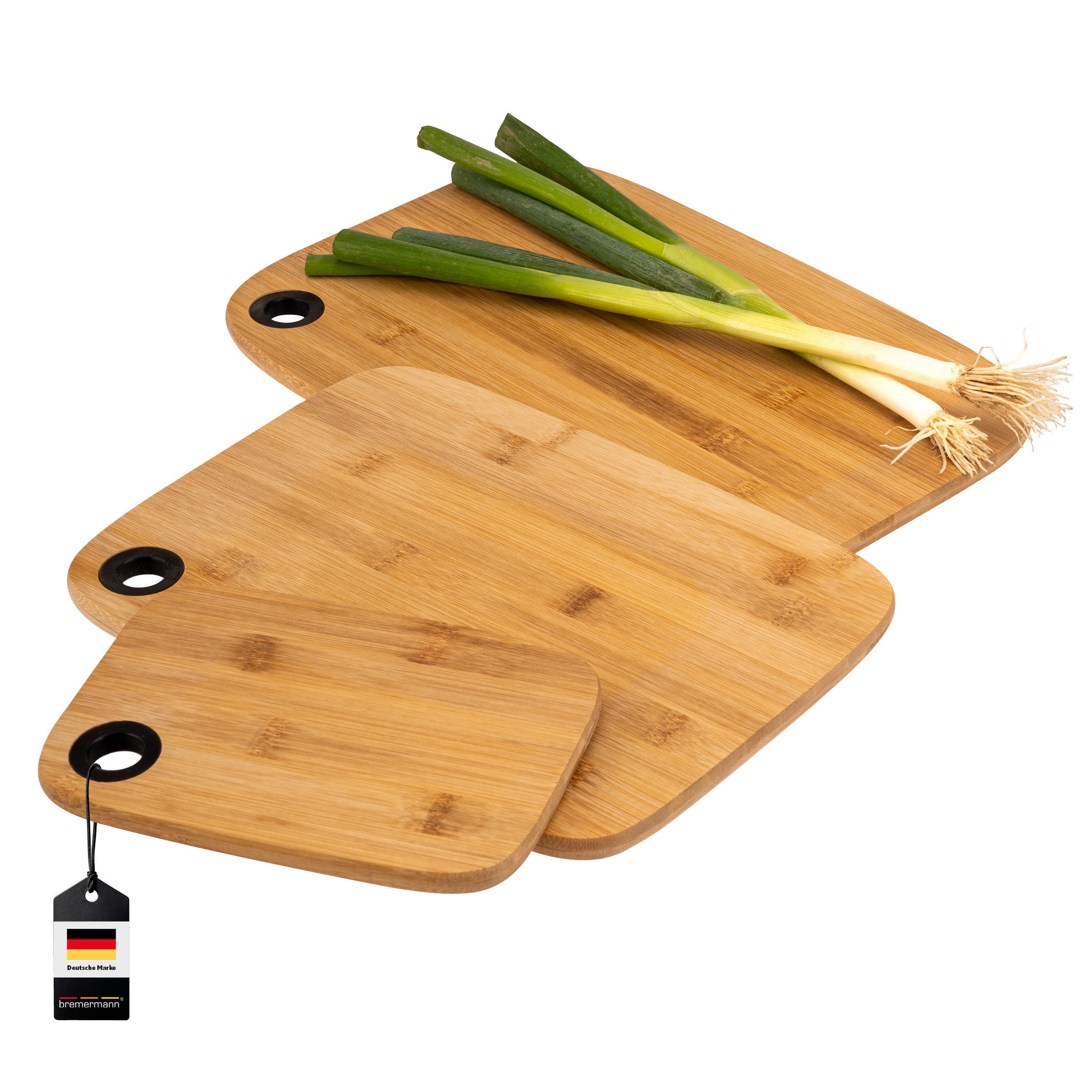 SCHNEIDEBRETTER 3er-Set, Bambus - Braun, Holz (35/25cm) - bremermann