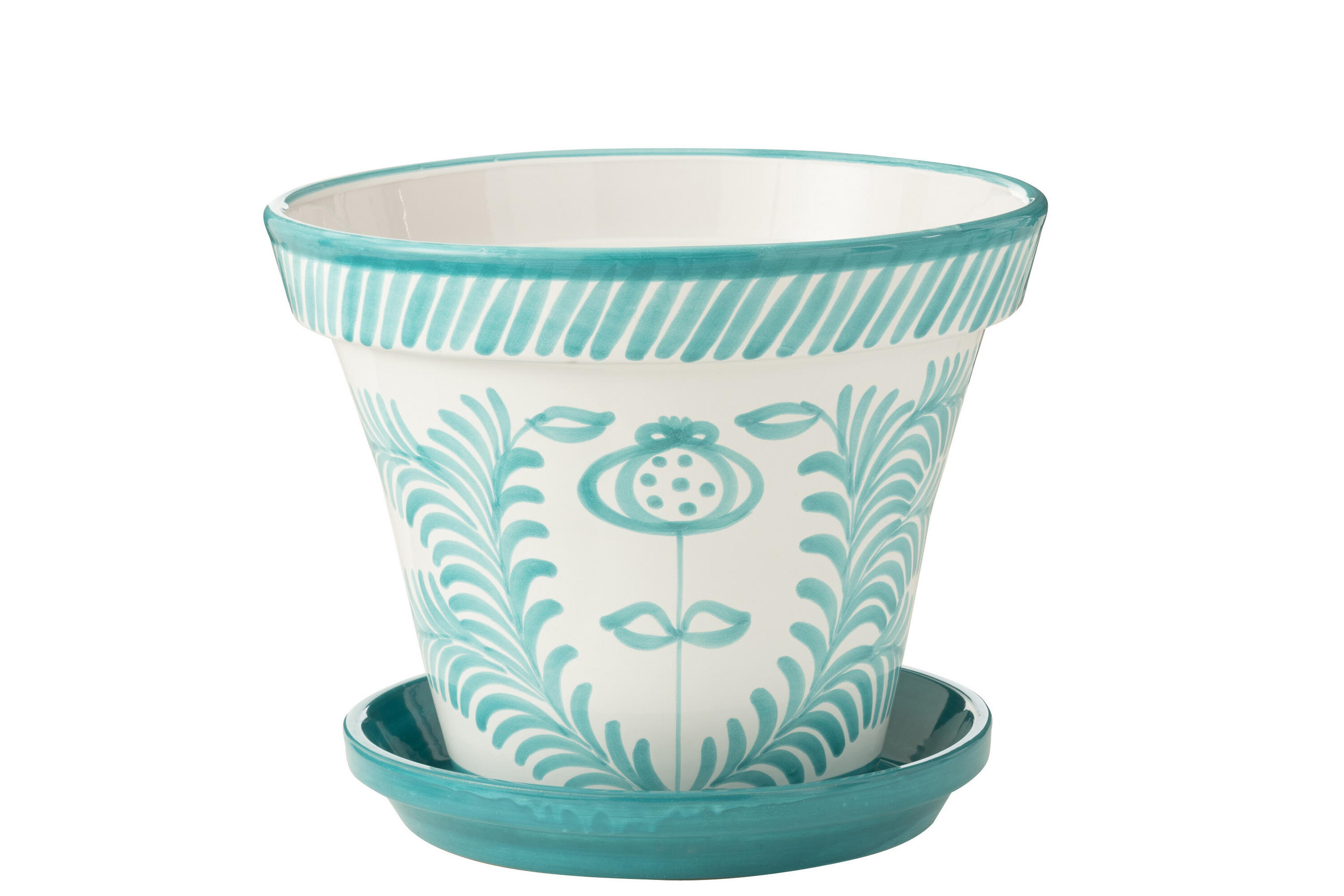 BLUMENTOPF GRANADA PATTERN - Töpferei - Aqua - XL - Ø 50 cm - Multicolor, Keramik (50/40cm) - J-Line