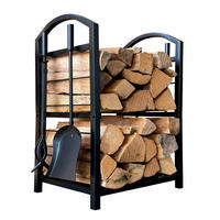 KAMINHOLZREGAL mit Besteck 45x30x74 cm Metall Schwarz - Schwarz, Metall (45/74/30cm) - QUICK STAR