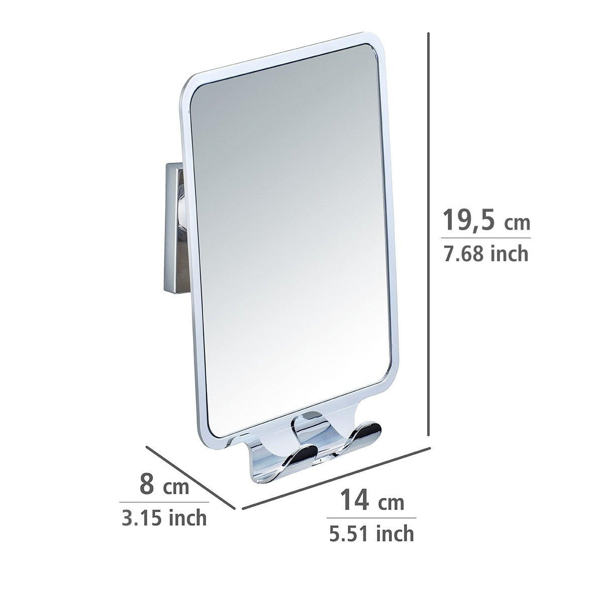 KOSMETIKSPIEGEL Vacuum-Loc Quadro 8/14/20 cm - Silberfarben, Glas (14/20/8cm) - Wenko