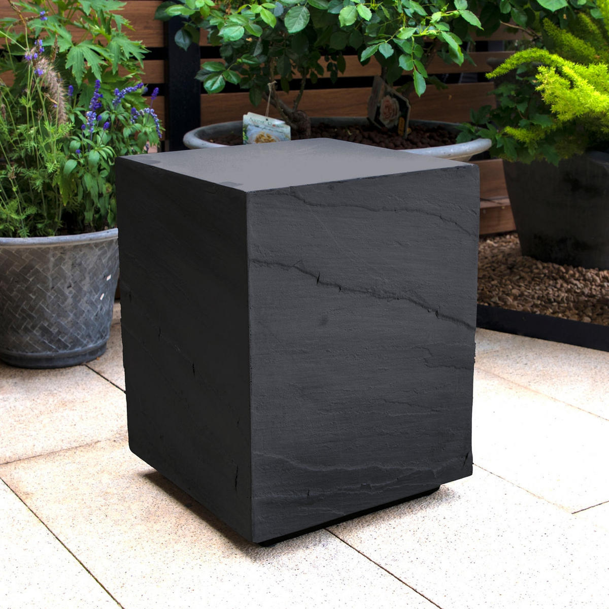 BEISTELLTISCH COLORADO aus GF-Beton, Wetterbeständig, 45x45x51 cm - Dunkelgrau, Naturmaterialien (45/45/51cm) - Elementi