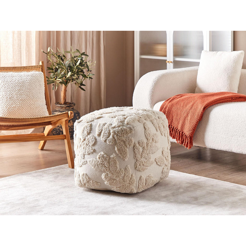 Thumbnail - Beliani Pouf, Beige, Textil, 1-Sitzer, Quadratisch, 45x45x45 cm, Wohnzimmer, Hocker, Poufs