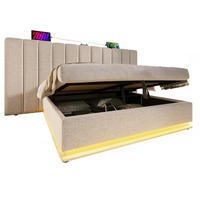 POLSTERBETT 180/200 cm Beige mit Stauraum, LED-Beleuchtung und USB-Anschlüssen - Beige, Textil (180/200cm) - Flora Grace