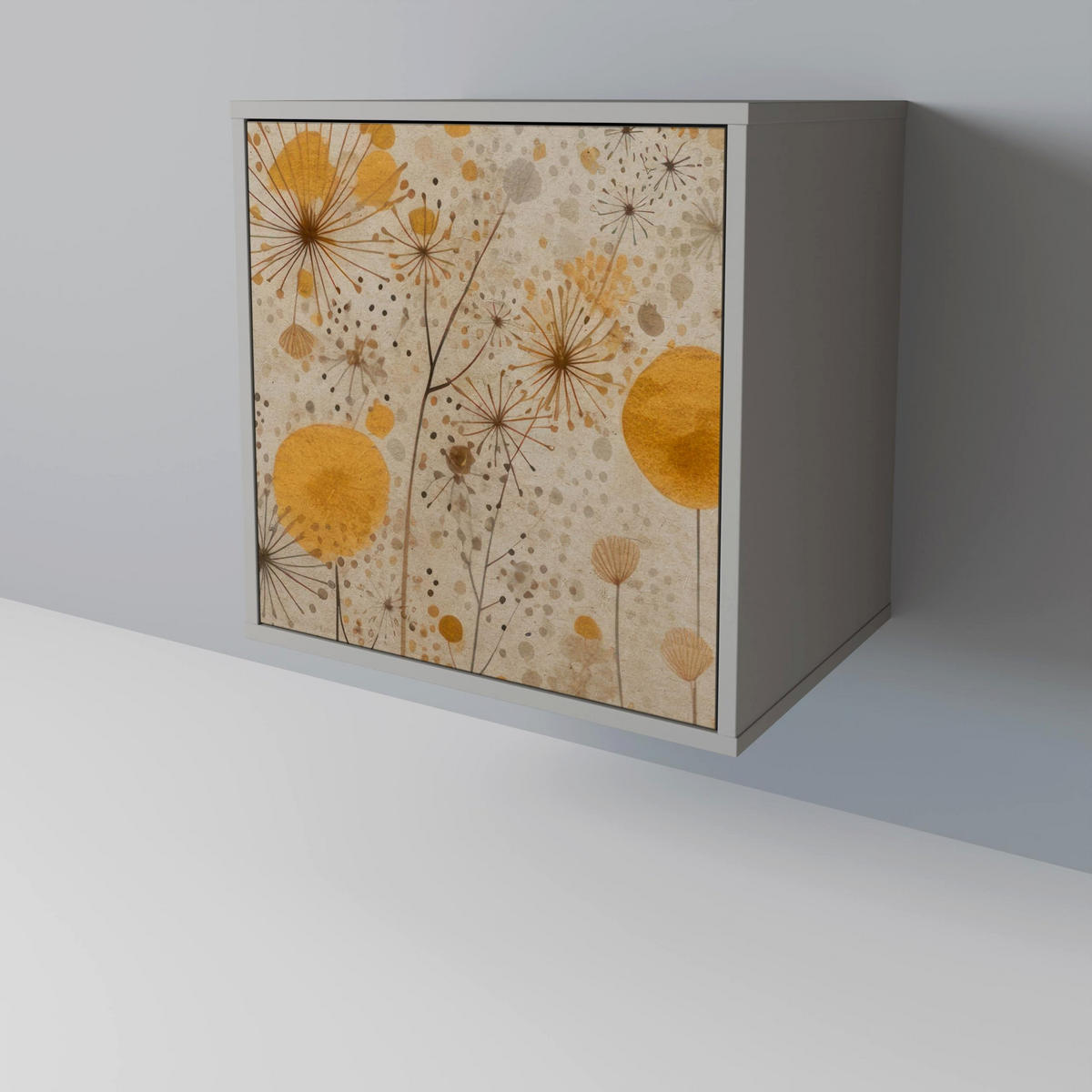 SIDEBOARD MORNING GLADE, Grau, 57,5x42x67,5 cm, Schwarze Metall-Rahmenfüße - Multicolor/Schwarz, Holzwerkstoff/Metall (57.5/67.5/42cm) - SpaceRebels