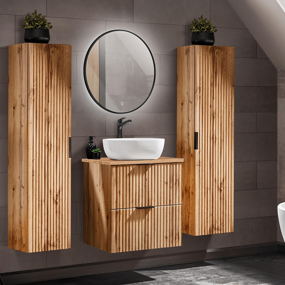 BADMÖBEL-SET 4-TLG. Adelaide-56 - Braun, Holzwerkstoff (160/200/47cm) - Lomado