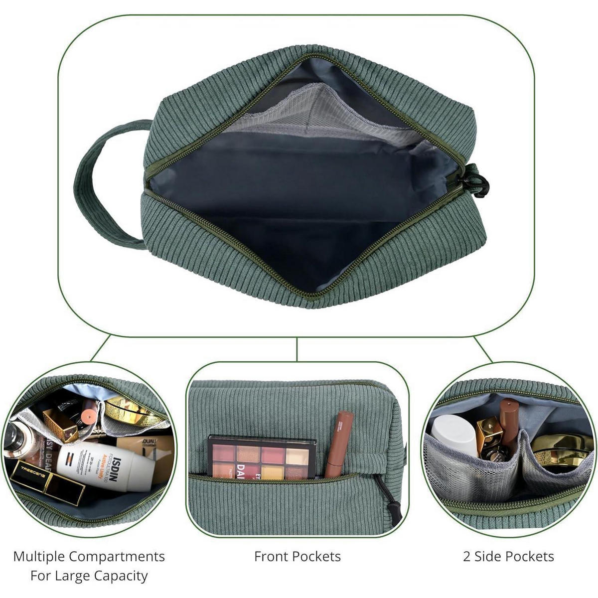 KULTURTASCHE Cord Set Grün 2-teilig - Grün, Textil (6/13/12cm)