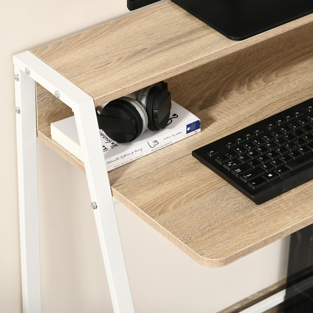 SCHREIBTISCH DE-14841 mit oberer Ablage Eiche hell - Eichefarben, Holzwerkstoff (84/45/85cm) - ComfortXL