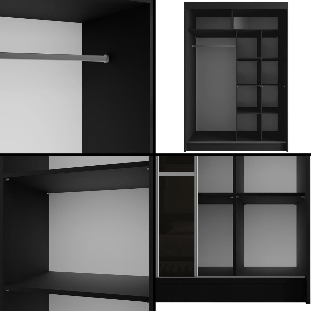 KLEIDERSCHRANK PEKA III - 150 cm - Schwarz - Schwarz, Holzwerkstoff (150/215/61cm) - ALTDECOR
