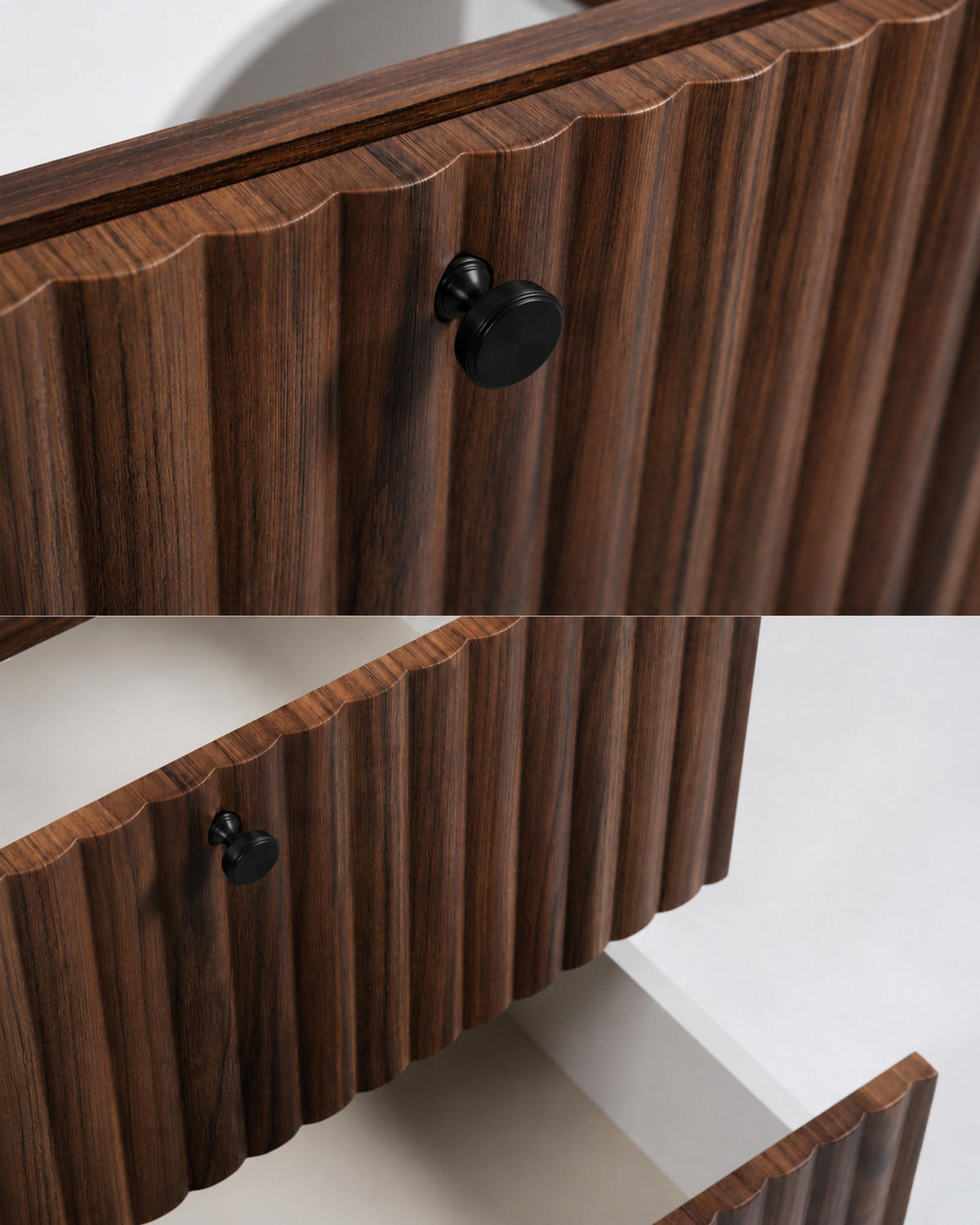 BADEZIMMERSCHRANK: Nusseiche / Platte Kaschmir / Griffe Schwarz / Beine Schwarz, 60 x 44,4 x 73,6 cm - Eichefarben/Schwarz, Holzwerkstoff (60/73.6/44.4cm) - 3XE LIVING