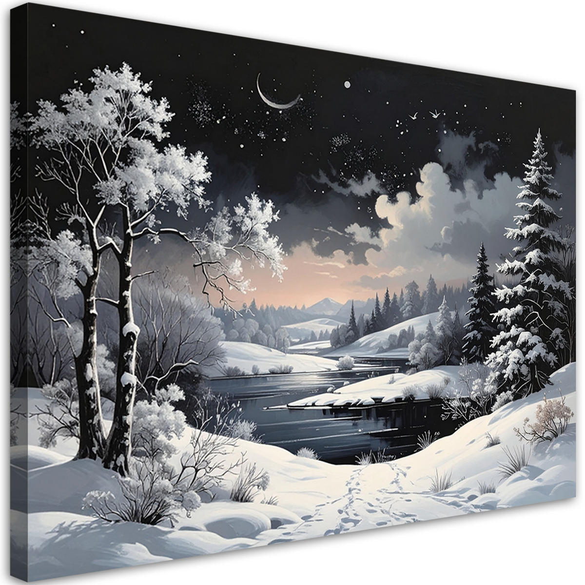 LEINWANDBILD Weihnachten 60x40cm - Schwarz, Textil (60/40cm) - Feeby