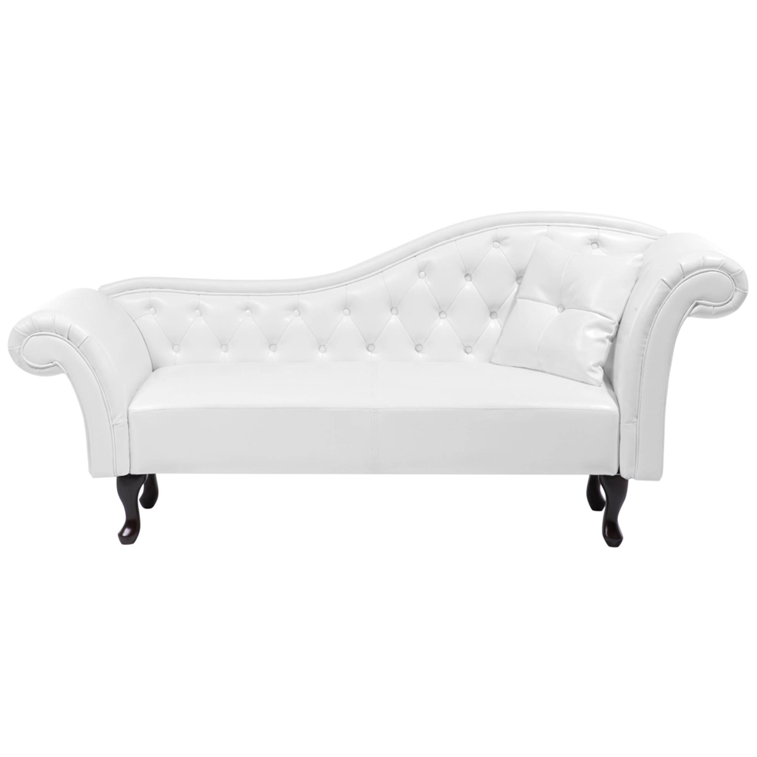 CHAISELONGUE Kunstleder weiß rechtsseitig Lattes - Schwarz/Weiß, Kunststoff (188/87/59cm) - Beliani