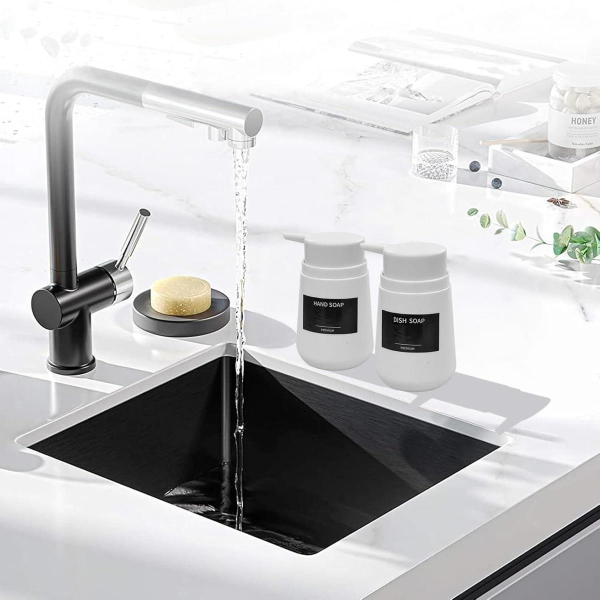 SEIFENSPENDER Set 2 Stück 320 ml Kunststoff Weiß - Weiß, Kunststoff (7.8/13.5/7.8cm)
