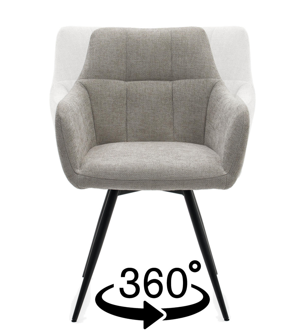 STUHL LUGANO drehbar gepolsterter mit Steppung - beige - Chenille - Beige/Schwarz, Textil/Metall (58/84/59cm) - NEW HOME