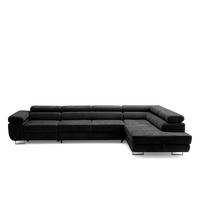 ECKSOFA WILD MAXI L Rechts mit Schlaffunktion 125x195 Chenille Schwarz - Chromfarben/Schwarz, Holz/Textil (350/203cm) - Muffo
