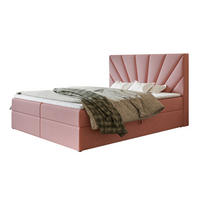 BOXBETT DENVER mit 2 Bettkästen, 120x200, Farbe: Rosa, Velourstoff, Doppelbett mit Bonell-Matratze - Rosa, Holz/Kunststoff (120/200cm) - Alpi-Möbel