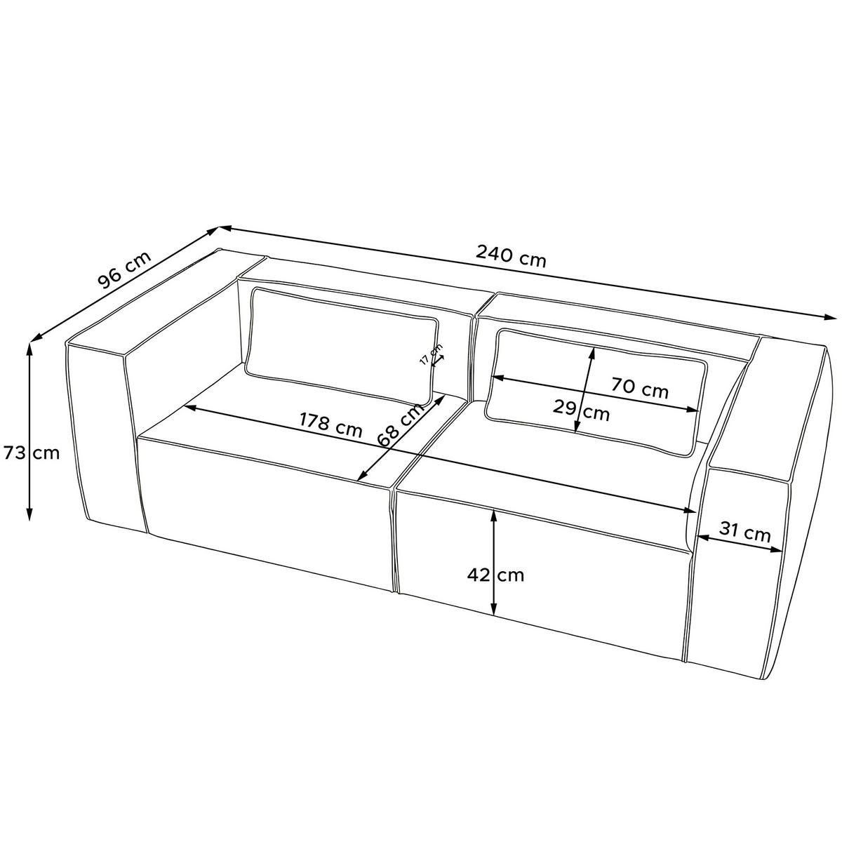 3-SITZER SOFA FEROX, Hellgrau - Hellgrau, Holz/Holzwerkstoff (240/73/96cm) - KONSIMO®