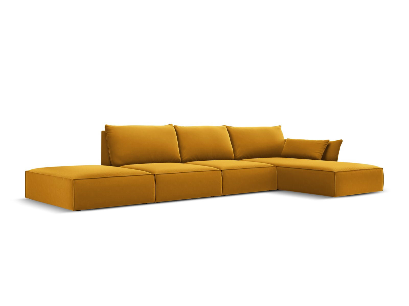 ECKSOFA rechts Kaelle aus Samt gelb 5 Sitzplätze - Gelb, Textil (171/364cm) - Micadoni