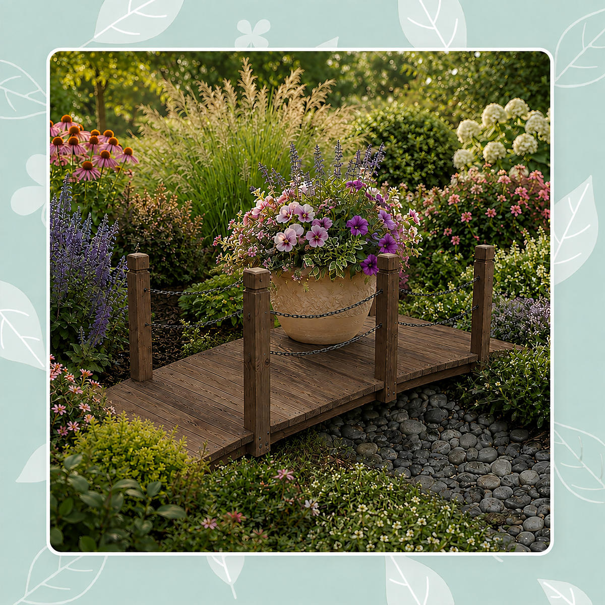 GARTENBRÜCKE Braun Tannenholz Ketten 55x150x67 cm - Braun, Holz/Metall (67/150/55cm) - Relaxdays