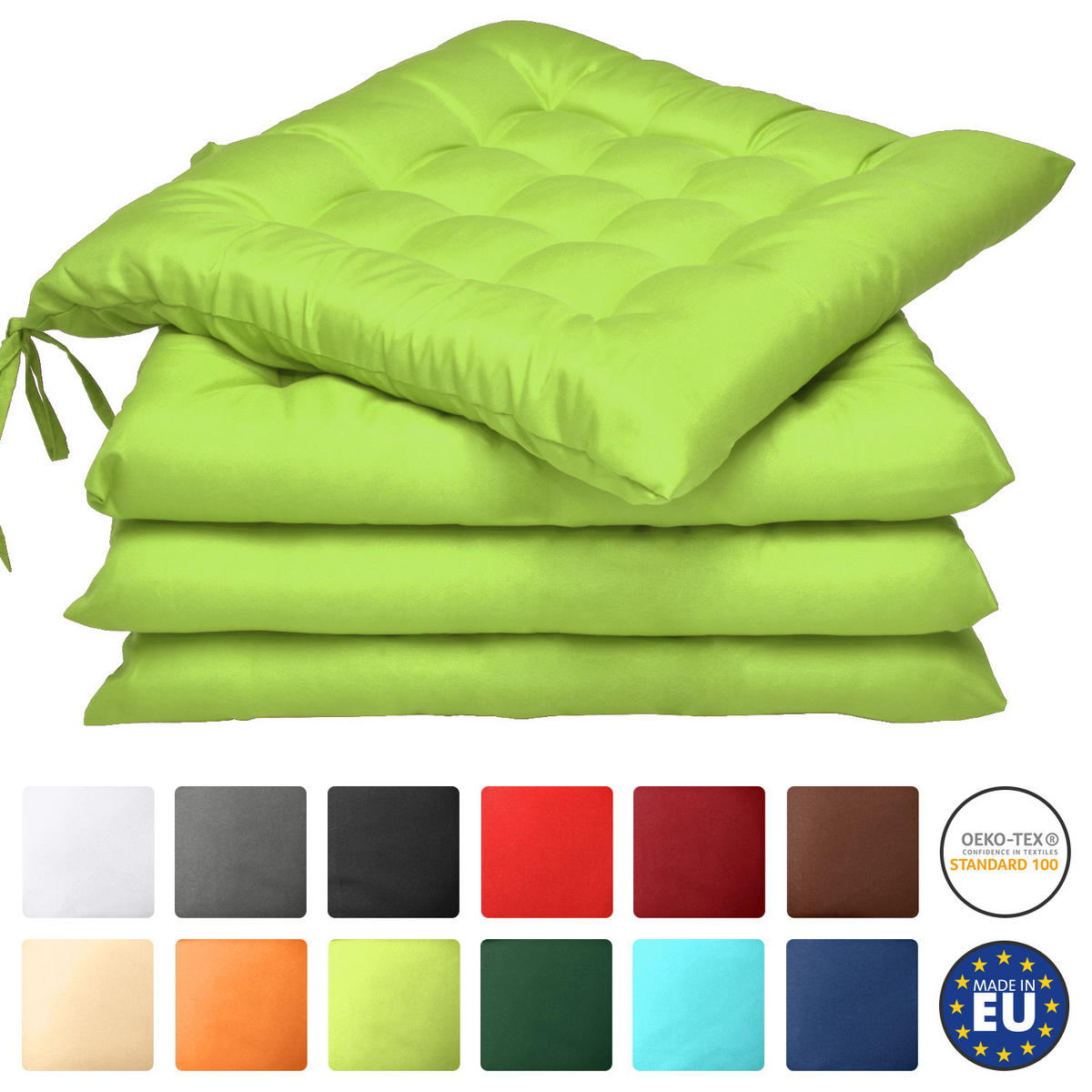 STUHLKISSEN Lea 40/40/5 cm Apfelgrün 4tlg - Hellgrün, Textil (40/40cm) - Beautissu 