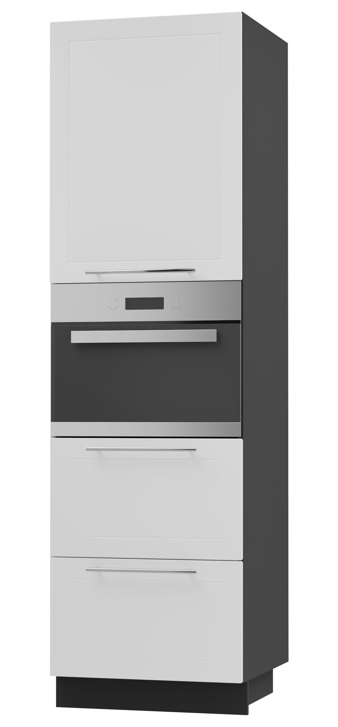 Feldmann-Wohnen Backofen-Hochschrank Weiß, Schwarz 60x207x59 cm