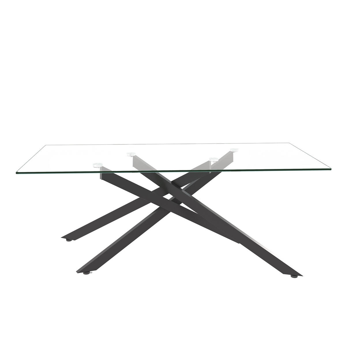 COUCHTISCH aus Glas und Metall in Schwarz mit geformte Metallbeine - Schwarz, Glas (120/60/46cm) - Modfu