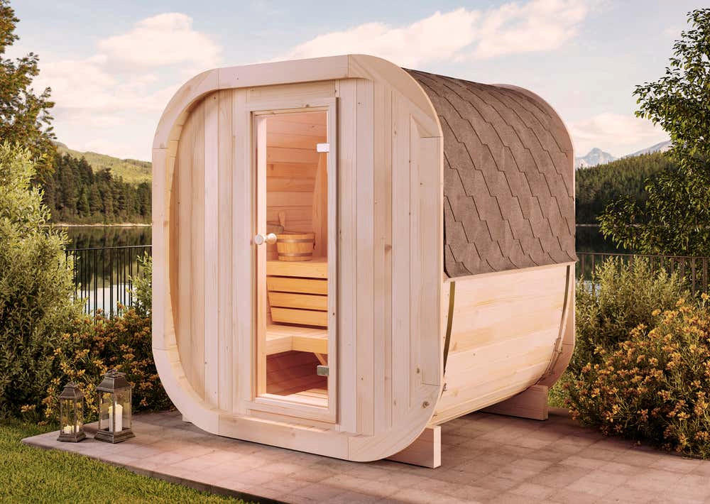FASSSAUNA Holz ScandiCube Mini XS - Naturfarben, Holz (210/214/166cm) - FinnTherm