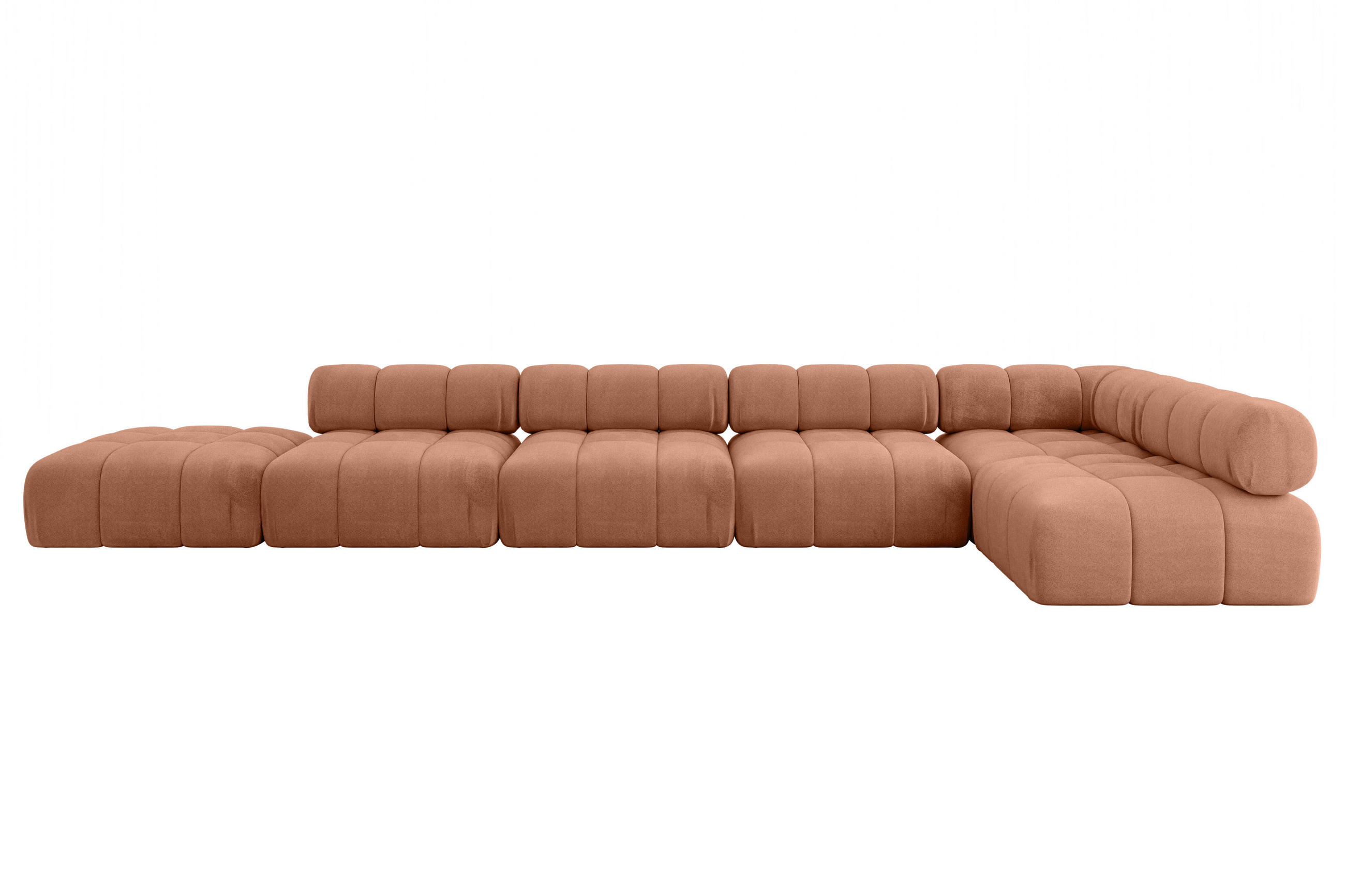ECKSOFA modulares Sofa Favio-L3 - 475x190x70 cm Apricot Velours - Koralle, Holzwerkstoff/Textil (475/190cm) - ALTDECOR