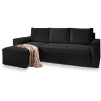 ROHOVÁ SEDAČKA POTARO černá - šedá/černá, dřevo/textil (232/140cm) - MASSENO