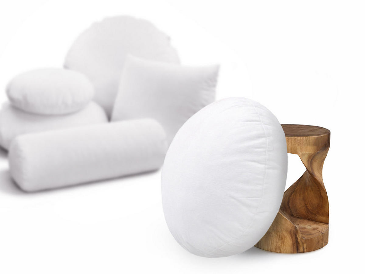 BODEN-/RUNDKISSEN Rund PublikUp gefüllt mit Schaumstoffflocken 100 cm Ø - Weiß, Naturmaterialien/Textil (100cm) - beties Heimtextil