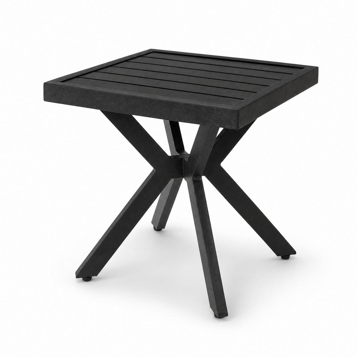BEISTELLTISCH in Dunkelbraun Seitentisch aus Aluminium für den Innen- und Außenbereich, B45/T45/H47 cm - Dunkelbraun/Schwarz, Metall (45/45/47cm) - STILVORA