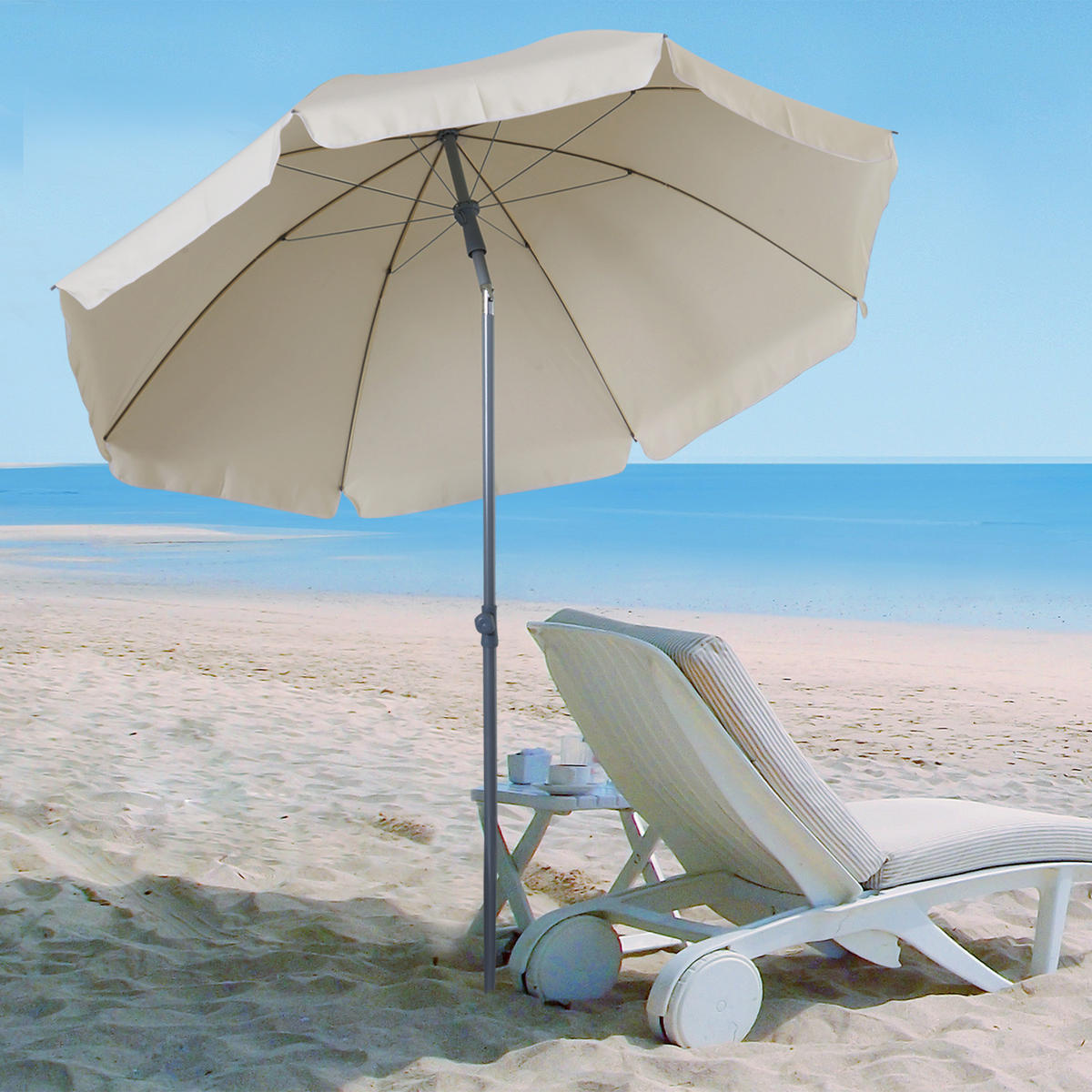 SONNENSCHIRM DE-11370 neigbar, octogonal, mit Tragetasche Creme - Creme, Metall (202/202cm) - ComfortXL