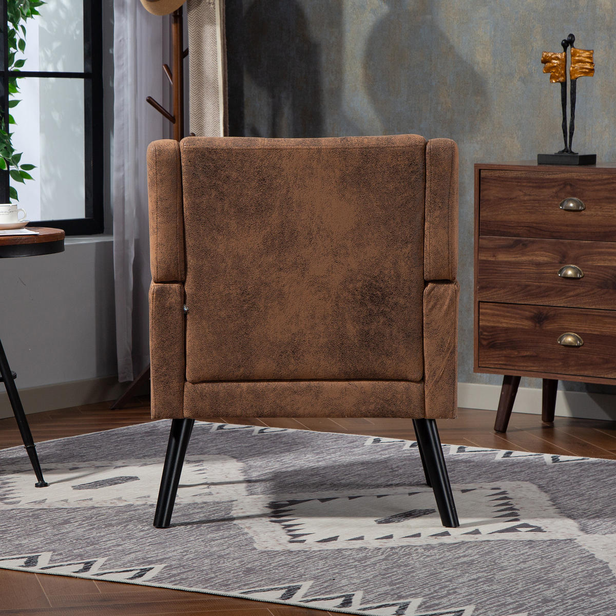 POLSTERSTUHL Wildleder-Optik mit Tufting, Massivholzbeinen 68/76/88 cm Dunkelbraun 130 kg - Dunkelbraun, Textil (76/88/68cm) - Redom