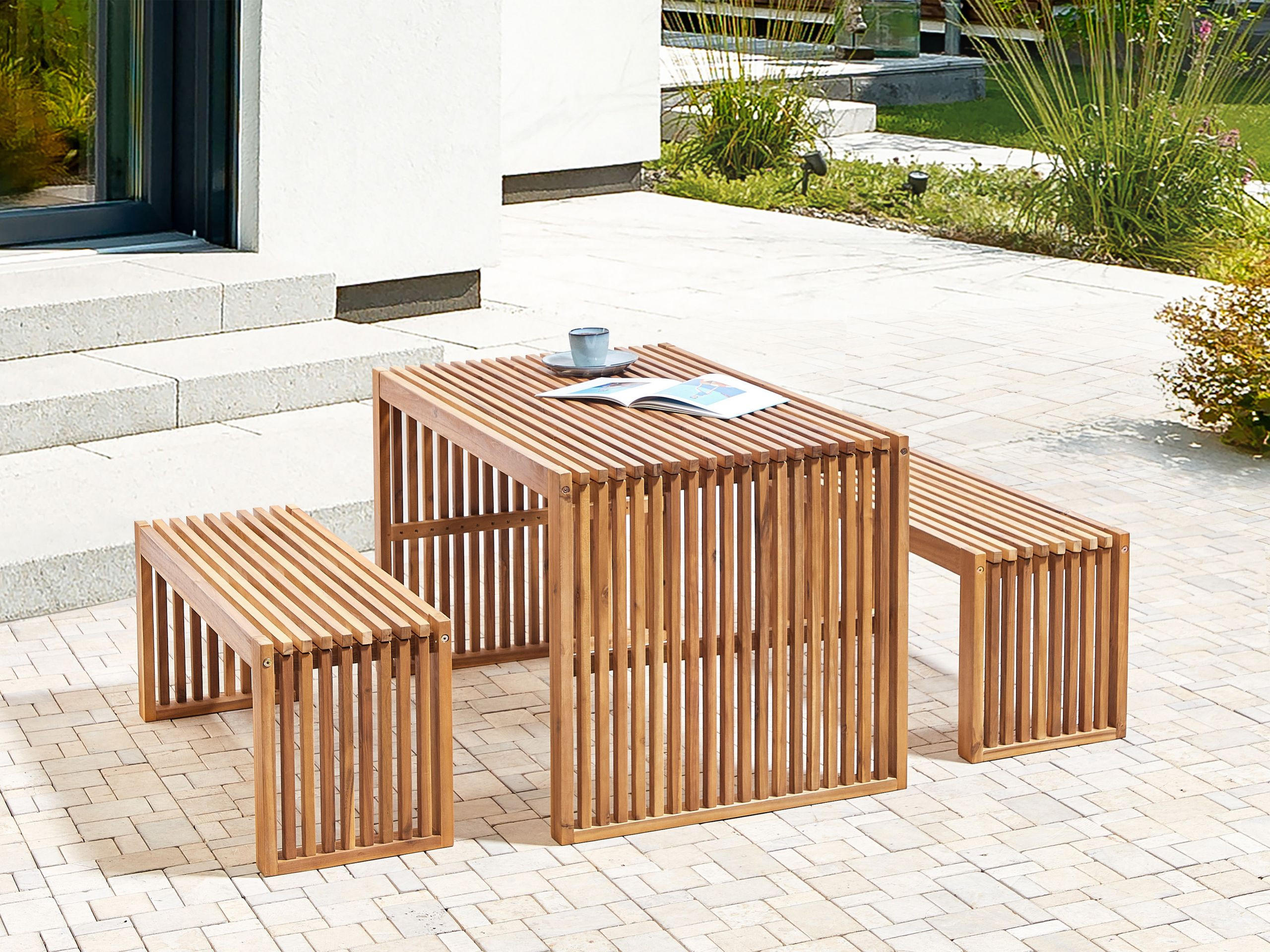 GARTENBANK Heller Holzfarbton Bellano - Hellbraun, Holz (105/43/35cm) - Beliani