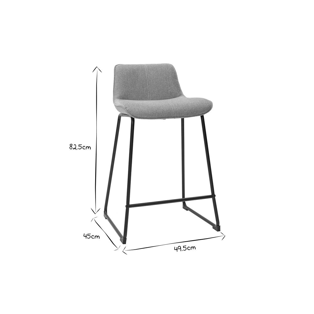 BARHOCKER Senfgelber Stoff Samteffekt Metall H65 cm 2er-Set BOOST - Gelb, Textil (45/82.5/49.5cm) - Miliboo