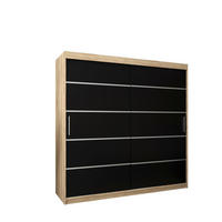 SCHWEBETÜRENSCHRANK 200/250/62 3-türig - Silberfarben/Schwarz, Holz/Kunststoff (250/200/62cm) - MÖBEL KRYSPOL