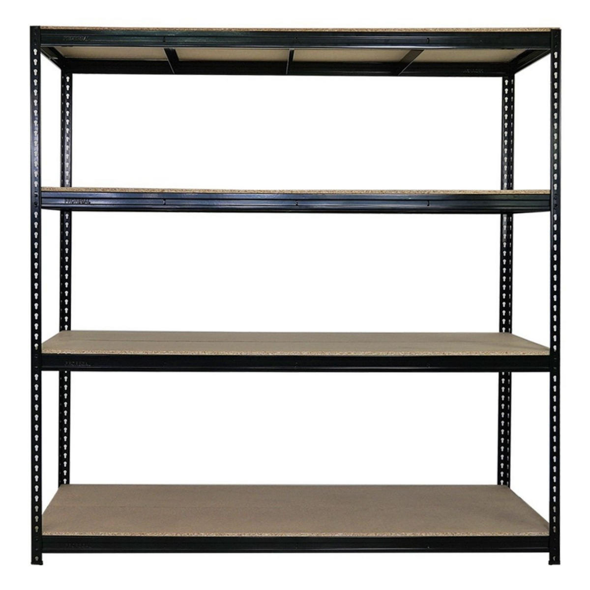 SCHWERLASTREGAL Bison 200x200x60 cm 4 Spanplatten-Ebenen 16mm Fachlast 600 kg Schwarz - Schwarz, Metall (200/200/60cm) - PROREGAL