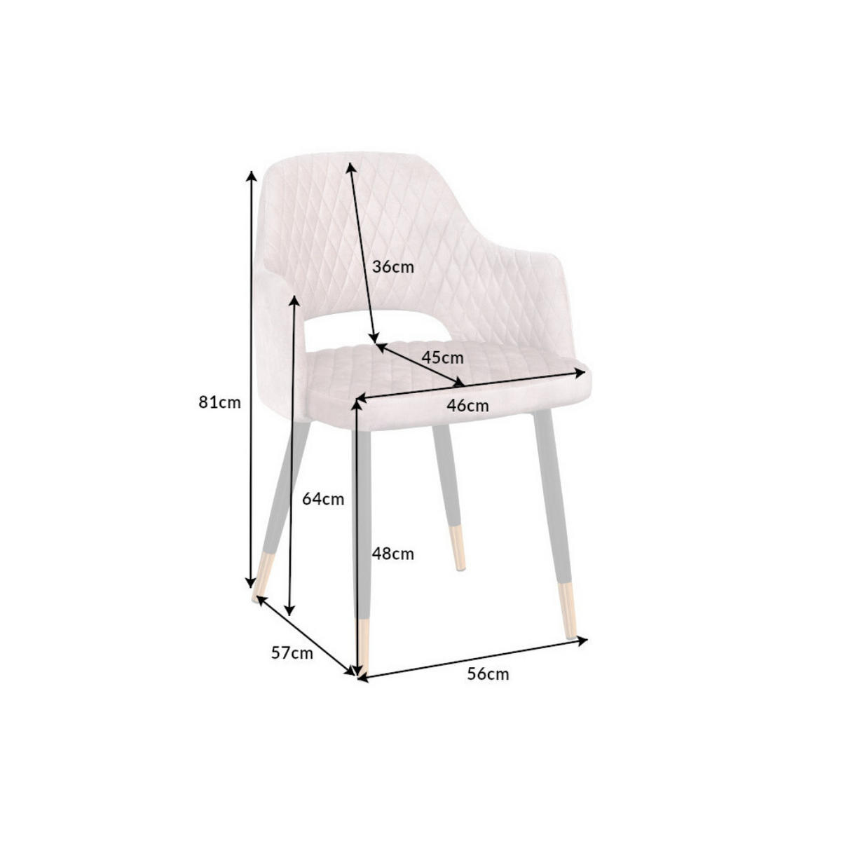 STUHL PARIS Samt Greige - Beige, Textil (56/81/57cm) - riess-ambiente