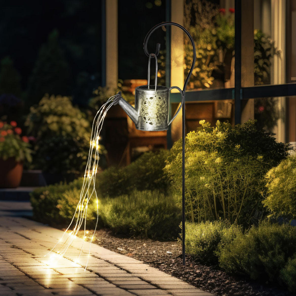 LED AUSSENLEUCHTE Solar Silbern 2er Set - Silberfarben, Metall (10/10/94cm)