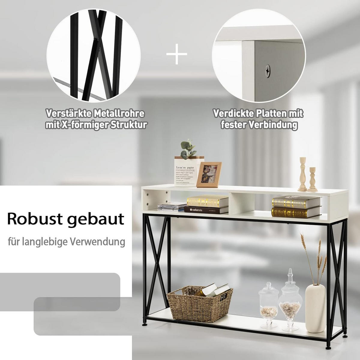 KONSOLENTISCH 79cm Weiß - Weiß, Holz (120/23/79cm) - COSTWAY