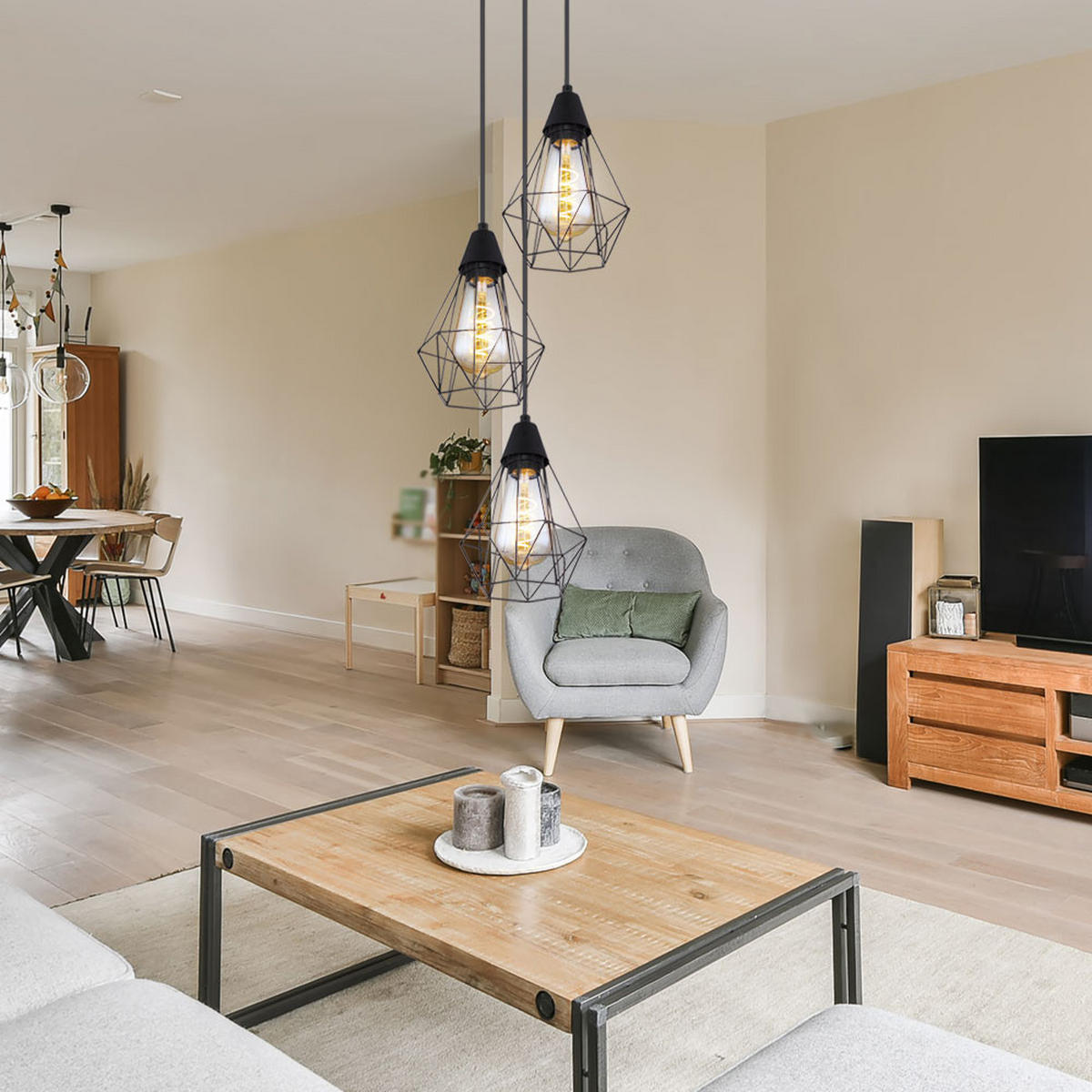 HÄNGELEUCHTE Isabella Schwarz matt - Schwarz, Metall (29/29/120cm) - Globo Lighting