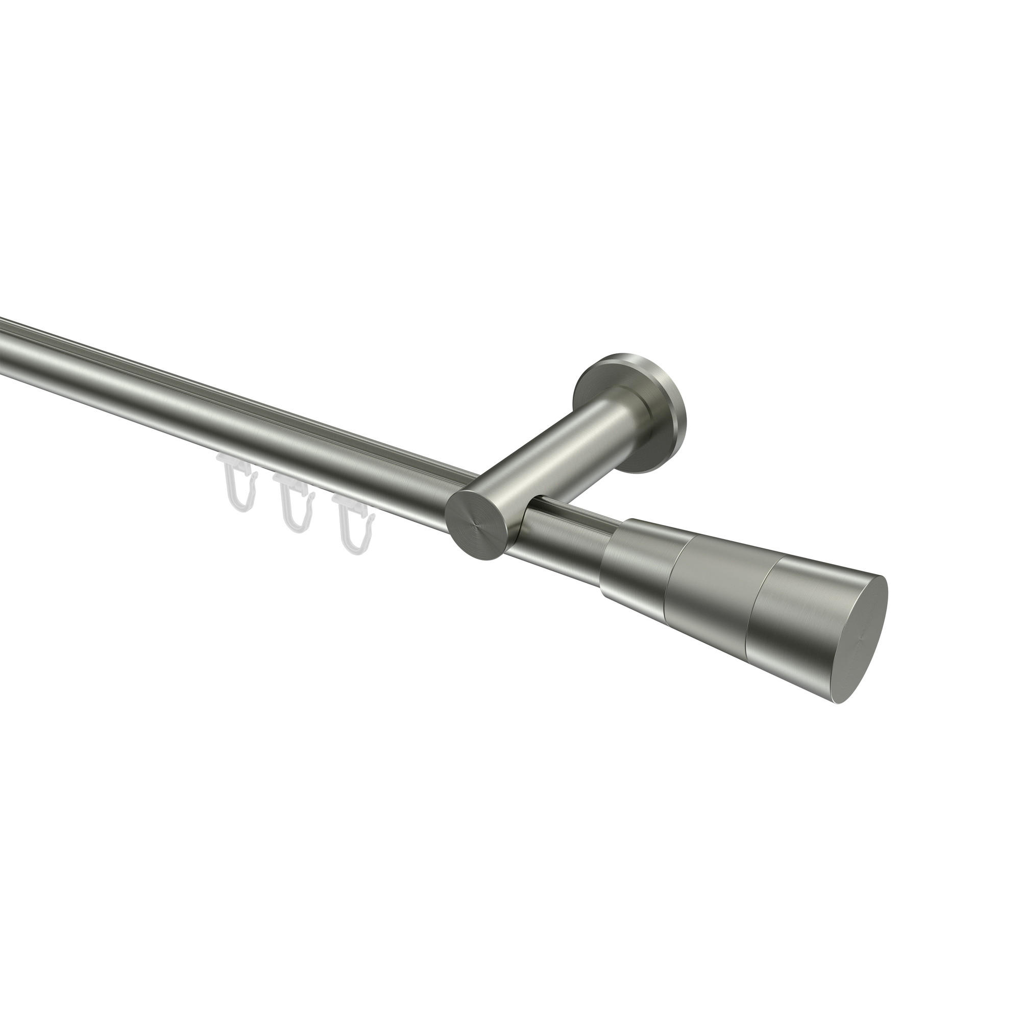INNENLAUF-GARDINENSTANGEN-SET Platon Tanara 140 cm, 1-läufig, 20 mm Ø Edelstahl-Optik - Edelstahlfarben/Silberfarben, Metall (140cm) - INTERDECO