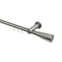 INNENLAUF-GARDINENSTANGEN-SET Platon Tanara 360 cm (geteilt in 2 x 180 cm), 1-läufig, 20 mm Ø Edelstahl-Optik - Edelstahlfarben/Silberfarben, Metall (360cm) - INTERDECO